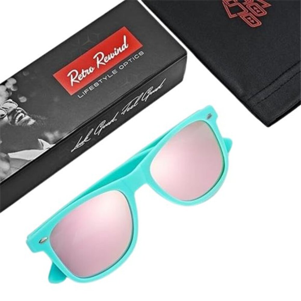 NEW Retro Rewind UV Protection Polarized Sunglasses- Matte Turquoise